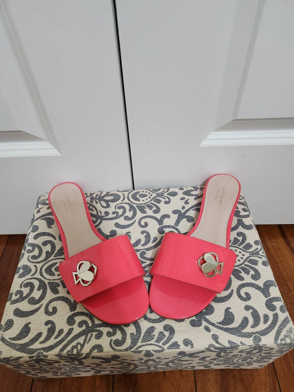 Kate Spade New York  Coral/Pink  Patent Leather Ferry  Slide Sandals